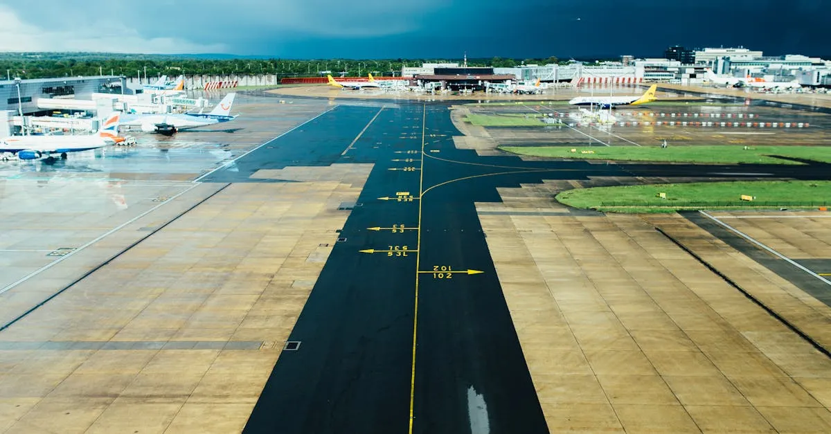 airport runway from above