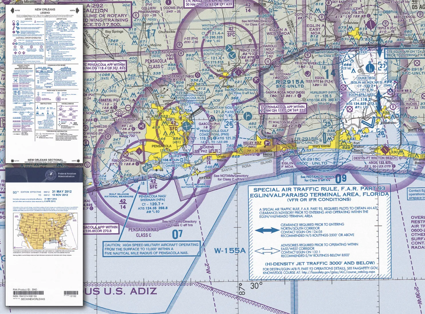Sectional chart showing airspace